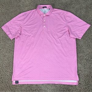 Turtleson Mens XL Performance Stretch Polo Pink Floral AOP Active Golf Shirt